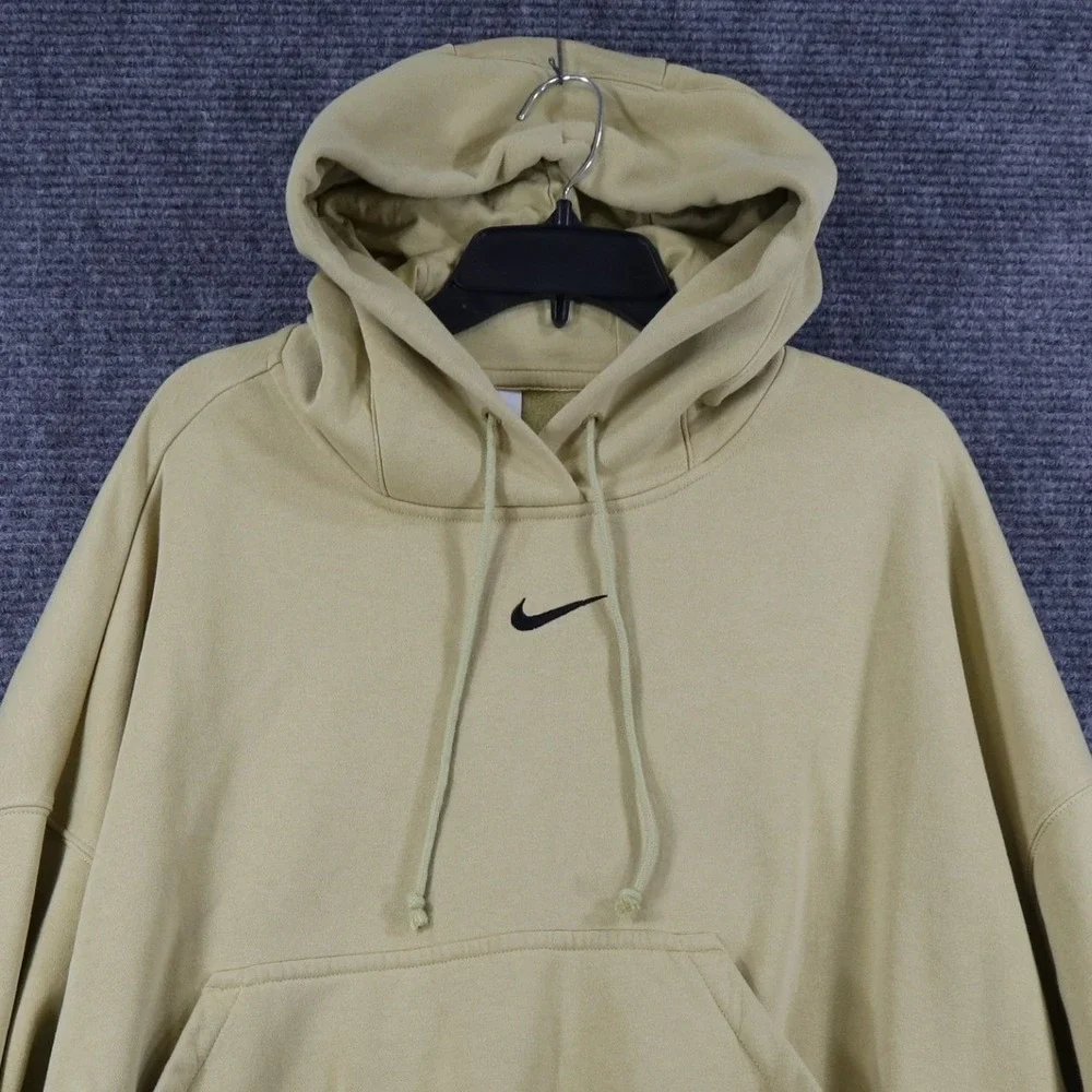 Nike Hoodie Womens XL Yellow Oversized Phoenix Fleece Center Swoosh Casual